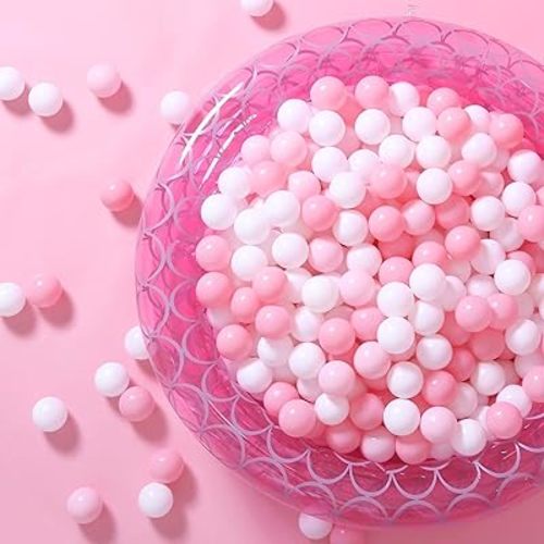 GOGOSO Ball Pit Balls 100 PCS for Toddles, Kids Plastic Balls for Ball Pit, Pool, Pink Party Accessories, Birthday Decoration, Crush Proof and Durable with Storage Bag