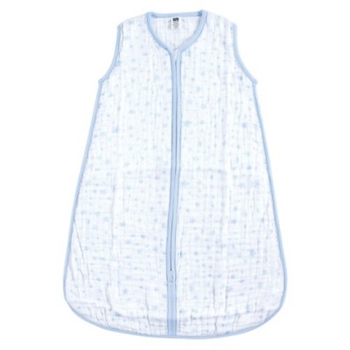 Hudson Baby Infant Boys Muslin Cotton Sleeveless Wearable Sleeping Bag, Sack, Blanket, Blue Stars, 6-12 Months