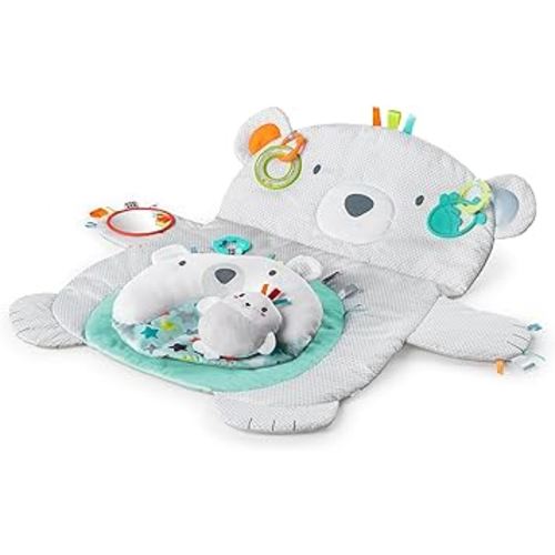 Bright Starts Tummy Time Prop & Play Baby Activity Mat with Support Pillow & Taggies - Polar Bear 35 x 29.5 in., Newborn and up