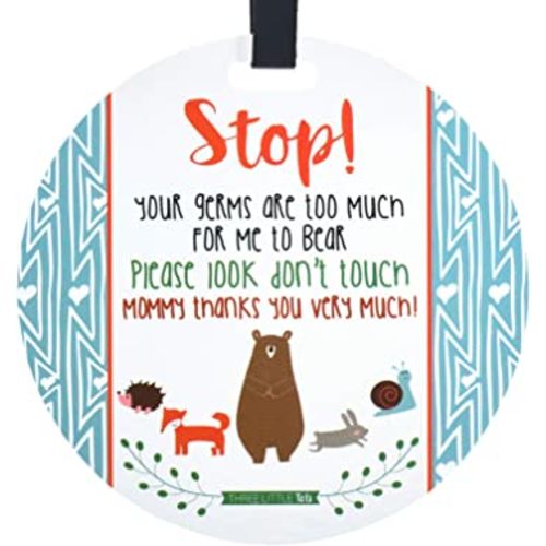 THREE LITTLE TOTS – Woodlands Themed Please Look Don't Touch Baby Car Seat Sign or Stroller Tag - CPSIA Safety Tested