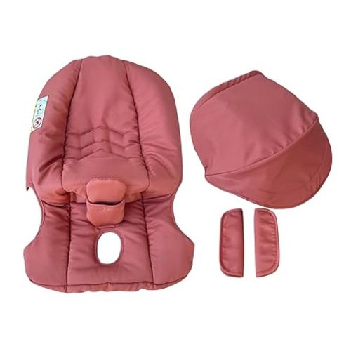 Stroller Replacement Canopy & Seat Cushion Set for Doona + Car Seat Stroller - Waterproof Sunshade, Thickened Comfort Pad, Shoulder Pads | Stroller Accessories Changing Kit(Sunset Red Set)