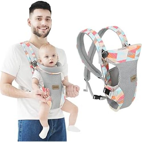 IULONEE Baby Carrier, Embrace Cozy 4-in-1 Infant Carrier Ergonomic Adjustable Holder Portable Convertible Front and Back Backpack Carry for Infants Toddlers Babies Girl and Boy 7-45 Pounds (Colorful)