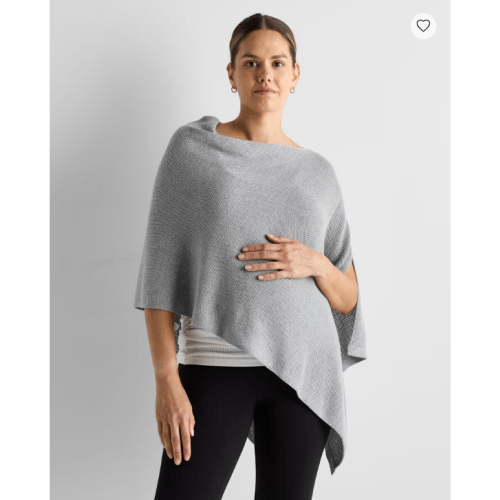 Lightweight Cotton Cashmere Nursing Shawl in Heather Grey