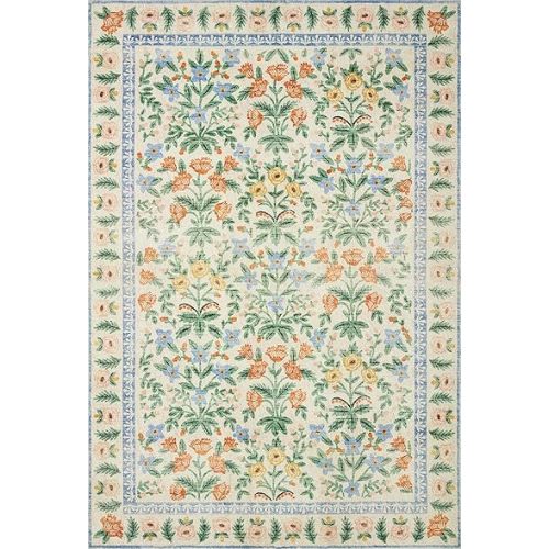 Loloi Rifle Paper Co. Eden Collection EDE-02 Mughal Garden Cream 7'-6" x 9'-6" Area Rug feat. CloudPile™