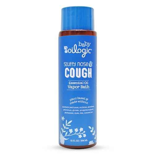 Oilogic Stuffy Nose and Cough Vapor Bath for Babies & Toddlers, Essential Oil Breathe Blend - Naturally Soothes with 100% Pure Lavandin, Orange, Eucalyptus Oil & More - 12.9 fl oz
