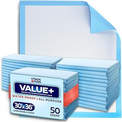 Chucks Pads Disposable 30x36 Underpads [50-Pack] Incontinence Chux Pads Absorbent Fluff Protective Bed Pads - Extra Large Pee Pads for Kids, Adults & Elderly | Leak Proof Puppy Pads for Training - XXL