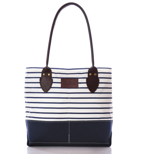 Diaper Bag: Navy Mariner Stripe Chebeague Bag | Recycled Sail Bags | Sea Bags