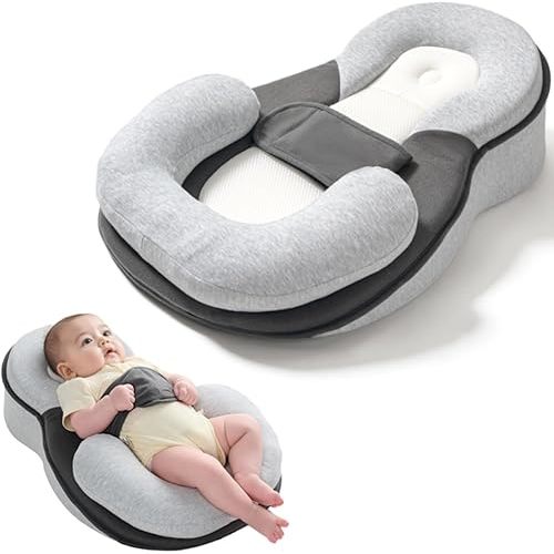Soft Baby Pillow for Reflux, Nursing Pillow with Strap for Feeding Support and Travel Comfort