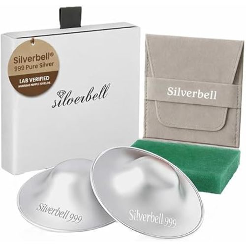 The Original 999 Carat Pure Silver - Nipple Shields for Nursing Newborn - Covers -Silver Nursing Cups - Newborn Essentials