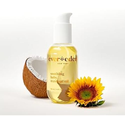 Evereden Soothing Baby Massage Oil 4 fl oz. | Clean Baby Care | Non-toxic and Fragrance Free | Clean Ingredients