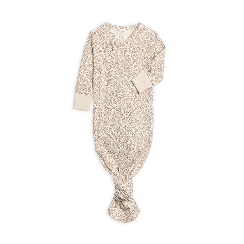 Colored Organics Baby 100% Organic Cotton Newborn Knotted Gown - Infant Indy Kimono Wrap Front Tie Knot with Mitten Cuffs