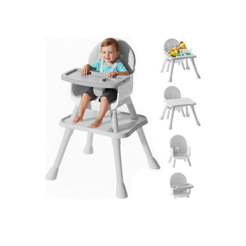 6 in 1 Baby High Chair, Convertible Highchair for Babies and Toddlers (Grey)