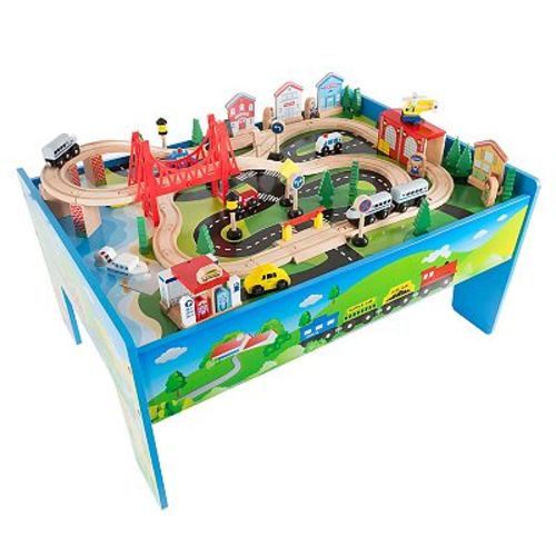 Deluxe Hand Painted Wooden Table Train Set by Hey! Play!
