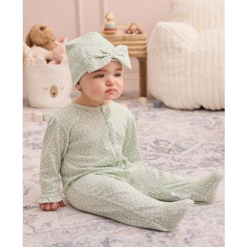 Autumn Meadows Green Zip Footie