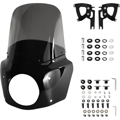 Road Warrior Fairing Kit with 15" Smoke Windshield, Fits 7" Headlight for Harley Touring Road King FLHR 1994-2023, FLHRXS 2017-2025 Motorcycle Windscreen