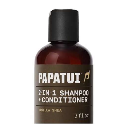 Papatui Men's Paraben-Free and Sulfate-Free 2-in-1 Shampoo + Conditioner - Vanilla Shea - Trial and Travel Size - 3 fl oz