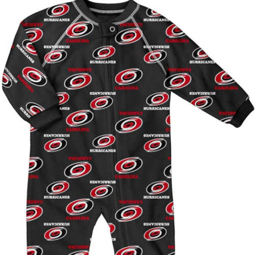 Carolina Hurricanes Red Baby Raglan Zip Up Coverall Romper Pajamas - 133426385