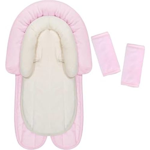 COOLBEBE New Babybody Support & Strap Covers Set for Newborn Infant Toddler- Extra Soft Stroller Cushion Pads Car Seat Insert, Perfect for Carseats, Strollers, Swings, Pink