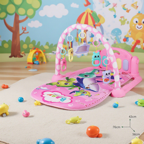 KFeng Pink Baby Kick & Play Piano Gym Playmat,Musical Learning Toy for Newborns 3+ Months