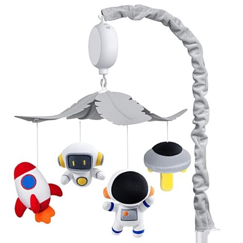 Space Crib Mobile, Spaceman Baby Mobile for Crib Nursery Decor Hanging Plush Crib Toys for Newborn Boys and Girls Infant Babies 0-6-12 Months