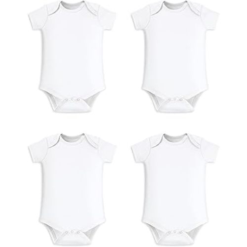 Unisex Baby Bodysuit, 100% Organic Cotton Short Sleeve Clothes, Ultra Soft Newborn Essentials for Boys & Girls