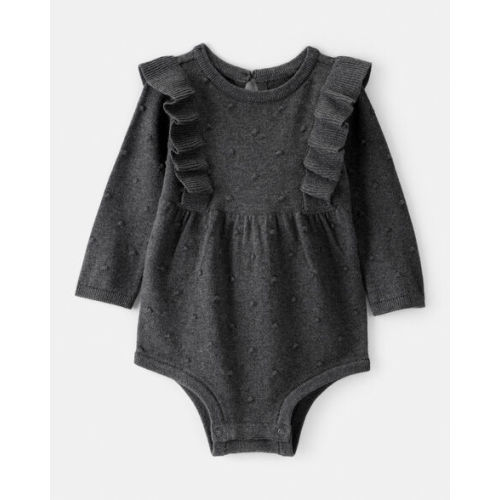 Baby Girl Ruffle Cotton Long-Sleeve Bodysuit - Grey - Carter's | Carter's
