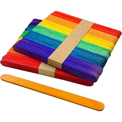 100 Pcs Colored Craft Sticks Ice Cream Natural Wood Popsicle Craft Sticks 4.5 inch Length Treat Sticks Ice Pop Sticks for DIY Crafts