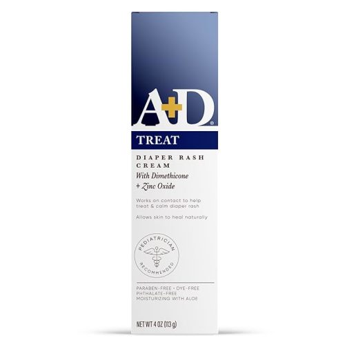 A+D Zinc Oxide Diaper Rash Cream - Soothes & Treats Diaper Rash - Zinc Oxide 10% Dimethicone 1% - Easy Spreading Diaper Rash Cream for Baby - Healing Skin Ointment for Red, Irritated Skin - 4oz - 4 Ounce (Pack of 1)