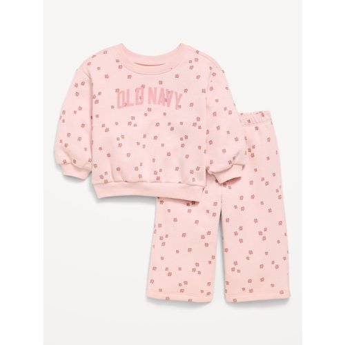 Printed Logo Graphic Sweatshirt and Sweatpants Set for Baby