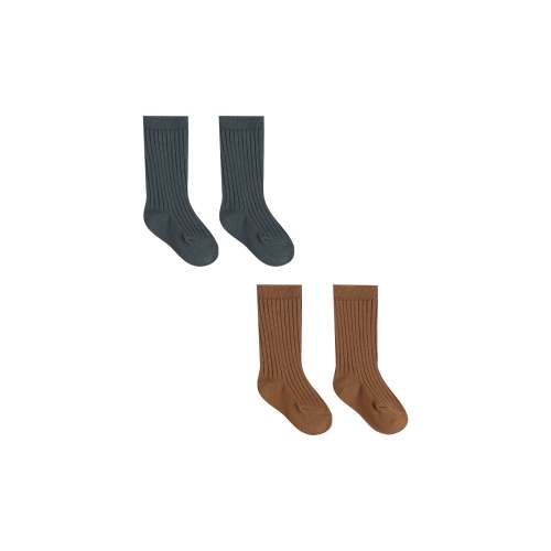 Quincy Mae - Socks Set - Indigo, Cinnamon