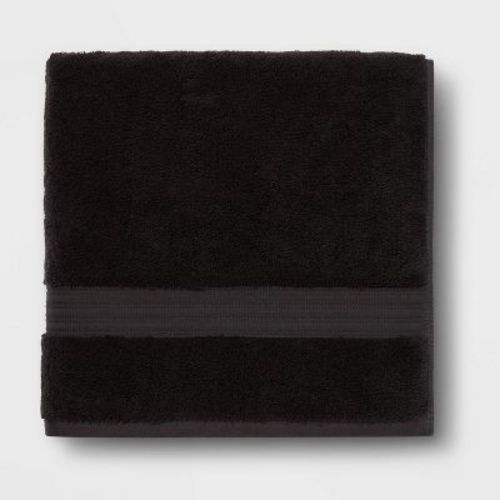 Total Fresh Antimicrobial Bath Towel Black - Threshold™: Heavyweight Cotton, Low Lint, Machine Washable