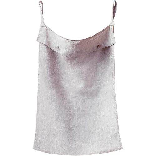 100% Linen Hanging Laundry Hamper Bag 20x70 Inch, Over the Door with 2 Buttons and Bottom Zipper Saving Space Wall Back organizers For Dirty Clothes Dorm Travel College Camp Sock Large Capacity,Linen