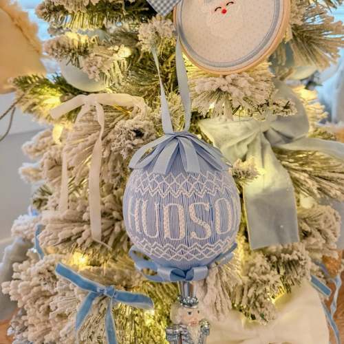 Blue Name Smocked Ornament