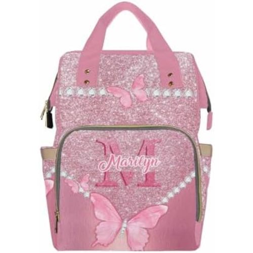 D-Story Customized Diaper Bag Customized Diaper Backpack Nappy Backpack Personalized Diaper Bags Multifunction Shoulders Bag Nursing Bags, Neon Butterfly