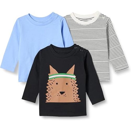 Amazon Essentials Unisex Babies' Relaxed-Fit 100% Cotton Long-Sleeve T-Shirts (12M)