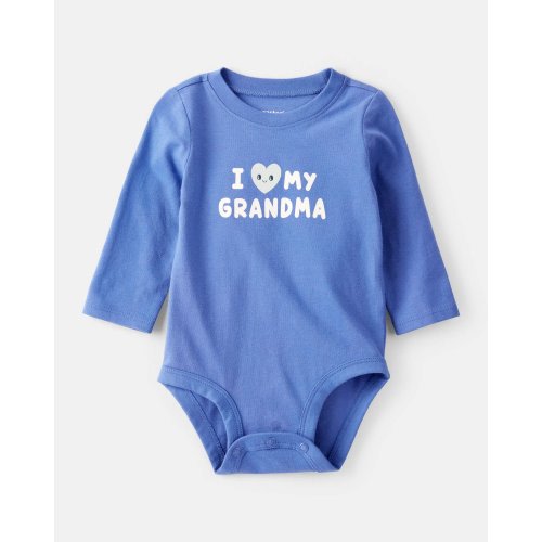 Baby Boy I Love My Grandma Cotton Long-Sleeve Graphic Bodysuit - Blue | Carter's