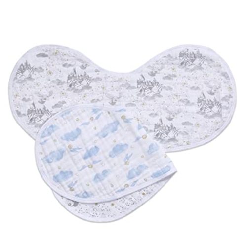 aden + anais 100% Cotton Muslin Burpy Bib – Multi-Use, Absorbent 4-Layer Burp Cloth and Full-Coverage Snap-Closure Baby Bib in One, Lap-Shoulder Drool Cloth, 22.5” X 11”, 2-Pack, Rising Star