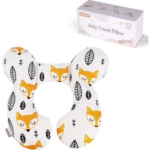 KAKIBLIN Baby Neck Pillow, Upgraded Baby Support Pillow for Head and Neck, Babies Head Pillow for Car Seat,Pushchair,Travel(Yellow Fox)