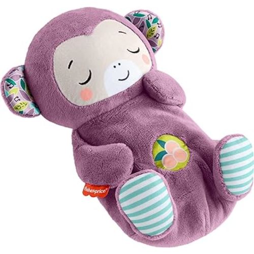 Fisher-Price Baby Toy Soothe ‘n Snuggle Purple Monkey Plush Portable Sound Machine with Breathing Motion & Lights for Newborns Ages 0+ Months