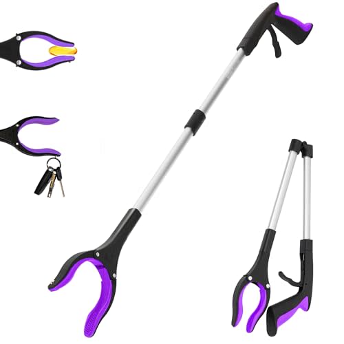 Grabber Reacher Tool - 32” Reacher Grabber Tool with Strong Magnetic and Swivel Head - FDA Registered Heavy Duty Pick Up Stick Grabbers for Seniors, Trash, Surgery Recovery Must Haves Gifts(Purple)
