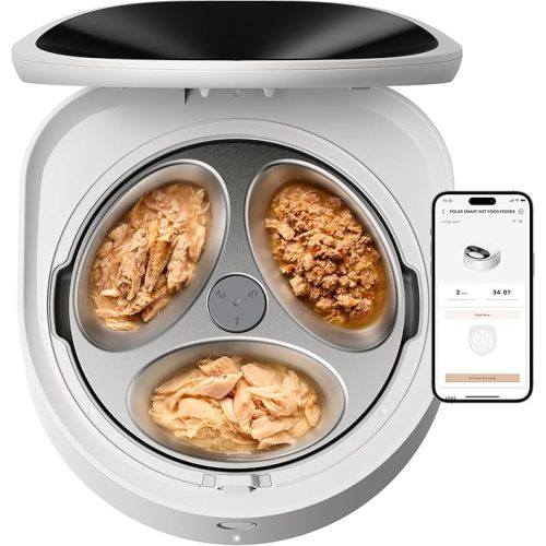 PETLIBRO Automatic Wet Cat Feeder with Refrigeration 2026 New Verision, App-Controlled Cat Food Dispenser with Semiconductor Cooling, 3 Fresh Meals for 3 Days, Stainless Steel Bowl,White