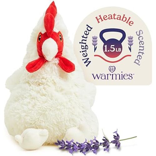 warmies Microwavable & Weighted Stuffed Animals, Chicken - Heated Stuffed Animal Plushie for Warmth & Comfort - Cute Soft Plush Toys for Adults & Children (Boys, Girls, Babies & Toddlers)