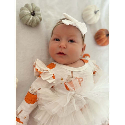 Pumpkin Mug / Organic Long Sleeve Tutu Bodysuit