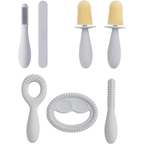 ezpz Pre-Feeding Bundle 3m+ Pewter – Tiny Pops, Oral Tools & Baby-Led Toothbrush Essentials