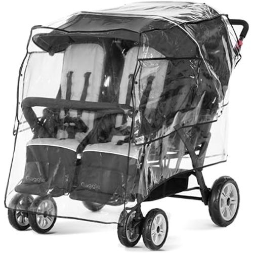 Foundations Quad 4-Seat Stroller Rain Cover, Easy to Use Snaps Surrounding a Mesh Window, Air Ventilation While Covered, 360 Degree Flaps, Weather Shield (Clear)