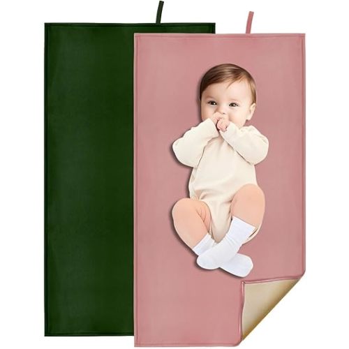 BEWDIO 2 Pack Portable Diaper Changing Pad for Baby, Wipeable Baby Changing Mat for Travel or Home, Foldable Mat Fits Perfectly in Diaper Bag (67-09)