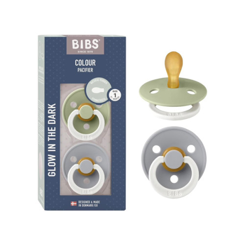 BIBS Colour GLOW 2 Pack - Sage/Cloud Pacifiers – Bibsworld store US
