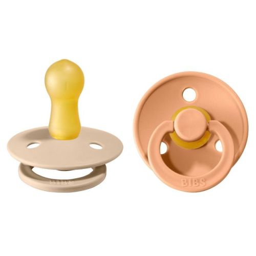 Bibs Colour Latex Pacifier - 6-18 Months - Size 2 - 2pk - Vanilla/Peach: Rubber Latex, BPA-Free, Phthalate-Free