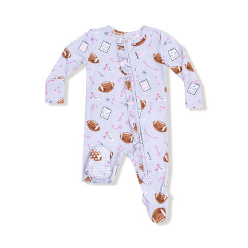2 Way Ruffle Zipper Footie - Touchdown Time Lavendar by: Angel Dear, Size: 6-9M