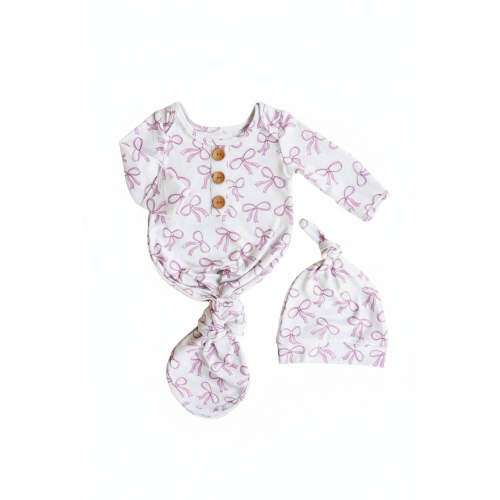 Blushing Bows Newborn Baby Knot Gown & Hat Set